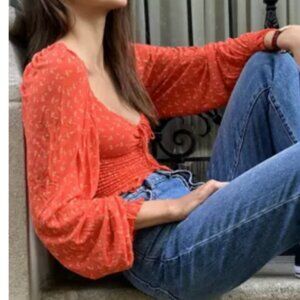 Urban Outfitters UO Old Soul Smocked Top Long Sleeve